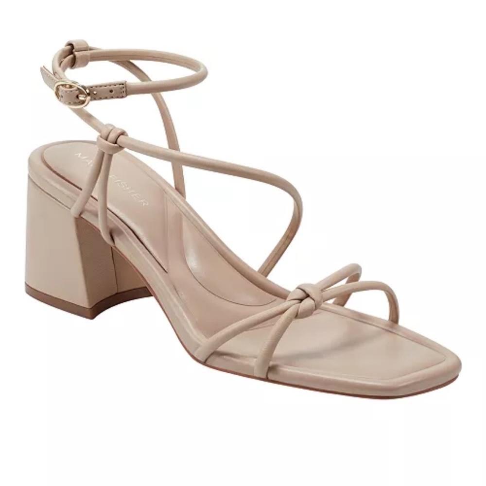 Marc Fisher Beige Gurion Square Toe Dress Sandals